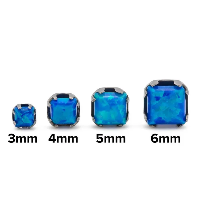 Anal Tilum Tilum 14g12g Internally Threaded Titanium Corner ProngSet Square Opal Top 3mm Price Per 1