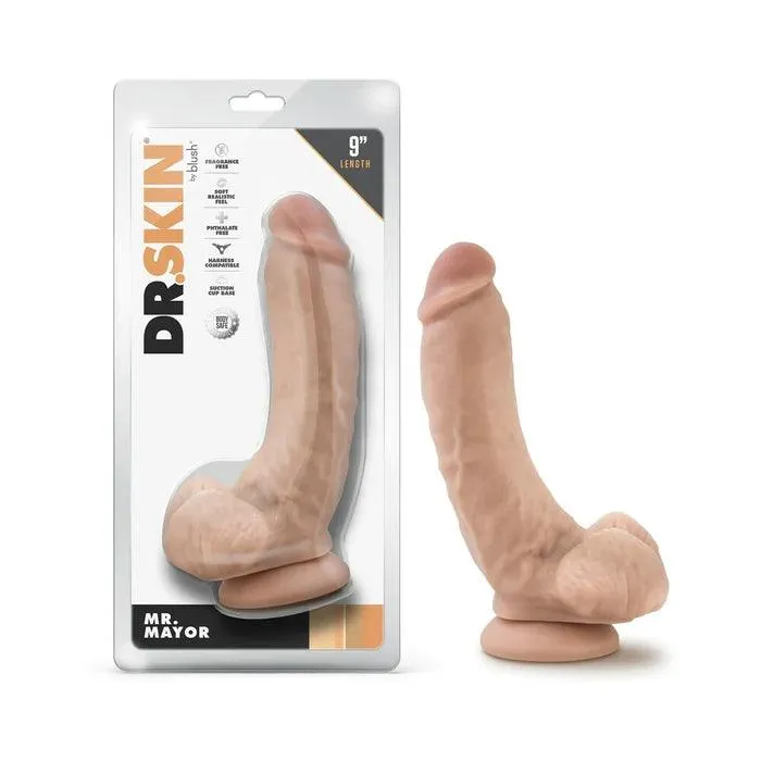 Blush Novelties Dildos Dr Skin Mr Mayor 9 Inch Dildo Beige