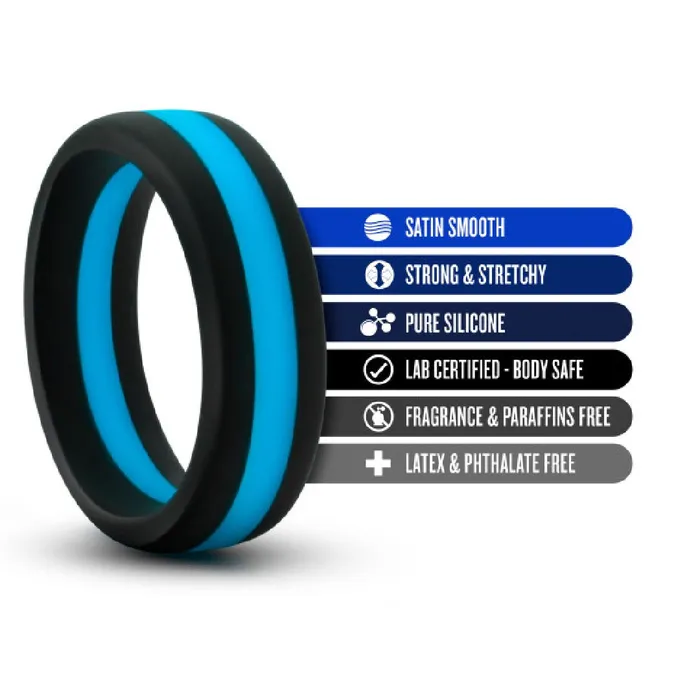 Blush Performance Silicone Go Pro Cock Ring Black Blue Male Sex Toys