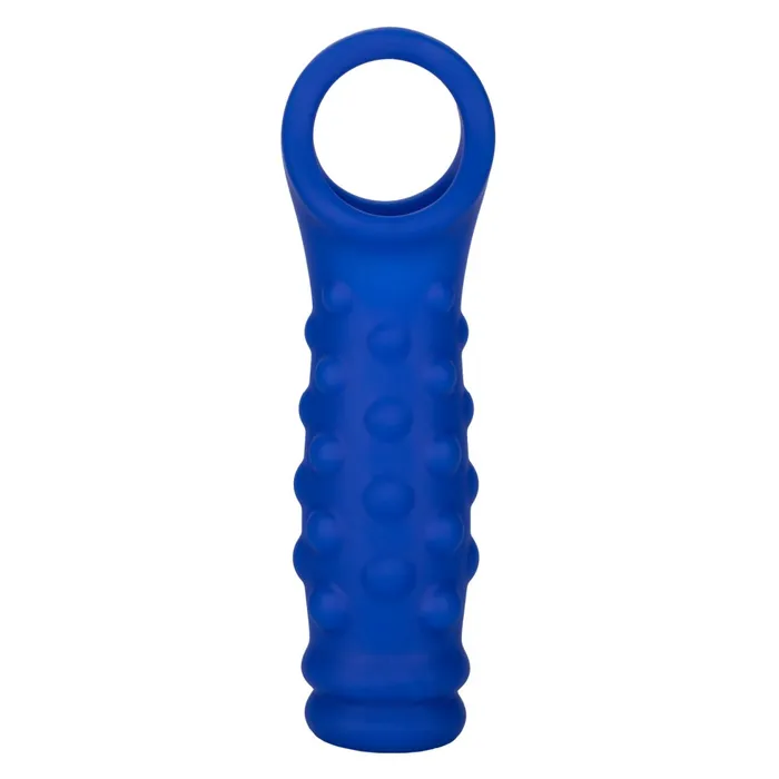 CalExotics Admiral Blue Silicone Beaded Penis Extension with Ball Strap Male Sex Toys