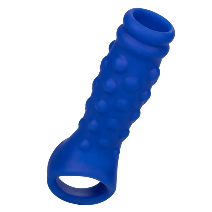 CalExotics Admiral Blue Silicone Beaded Penis Extension with Ball Strap Male Sex Toys
