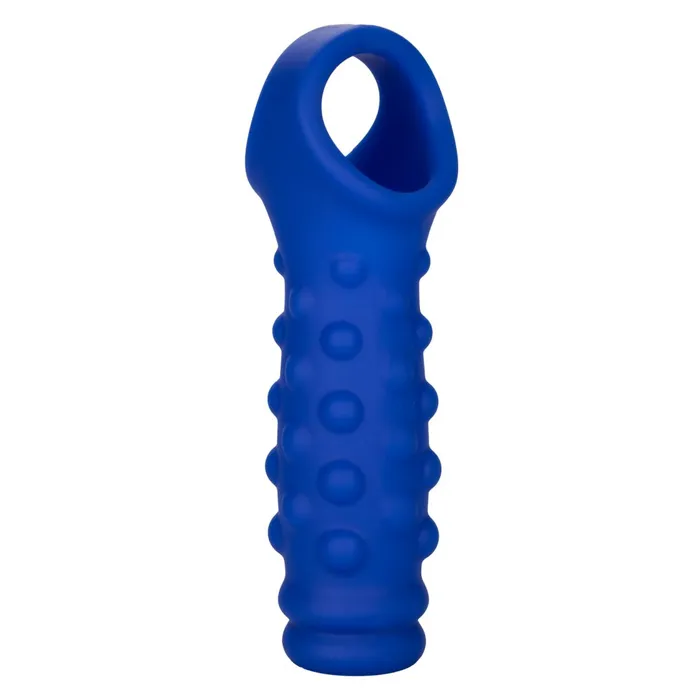 CalExotics Admiral Blue Silicone Beaded Penis Extension with Ball Strap Male Sex Toys