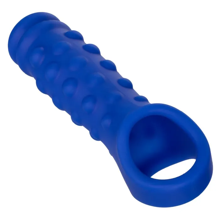 CalExotics Admiral Blue Silicone Beaded Penis Extension with Ball Strap Male Sex Toys