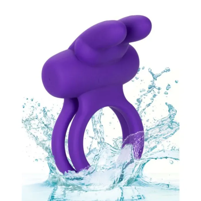 CalExotics Vibrators Dual Rockin Purple Rabbit Vibrating Couples Cock Ring