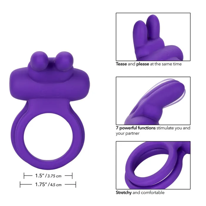 CalExotics Vibrators Dual Rockin Purple Rabbit Vibrating Couples Cock Ring