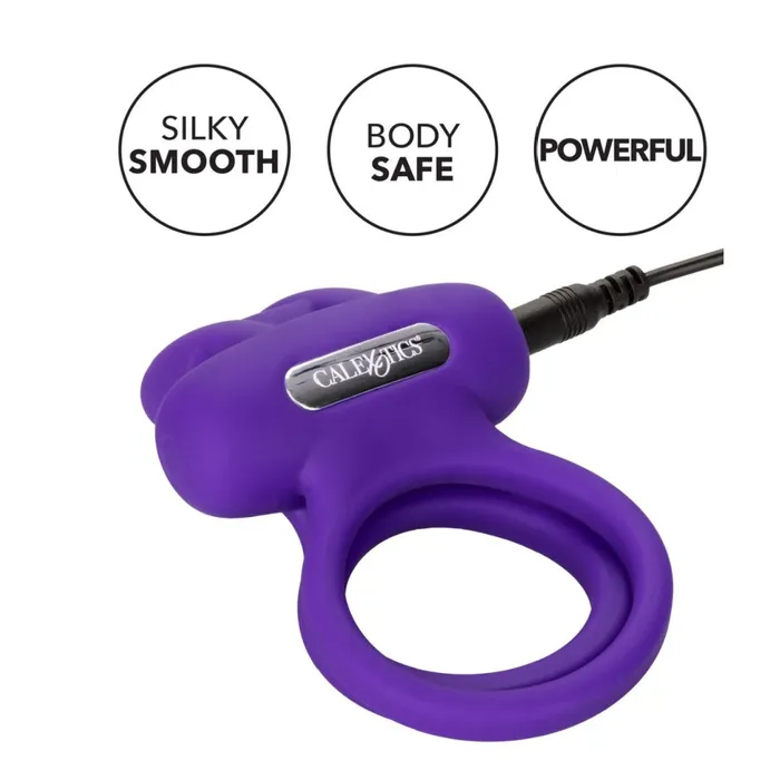 CalExotics Vibrators Dual Rockin Purple Rabbit Vibrating Couples Cock Ring