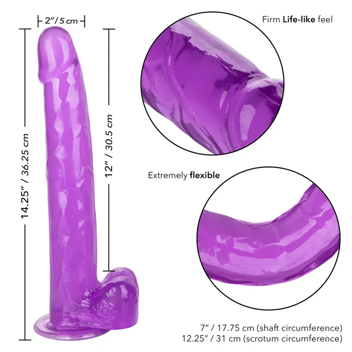 California Exotics Dildos Size Queen 12 Inch Realistic Suction Cup Dildo Dong PURPLE by Cal Exotics