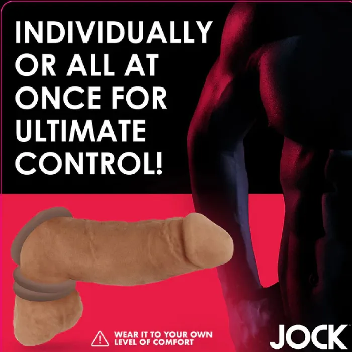 Curve Toys Male Sex Toys Jock Discreet Stretchy Silicone Cock Ring Set of 3 Chocolate
