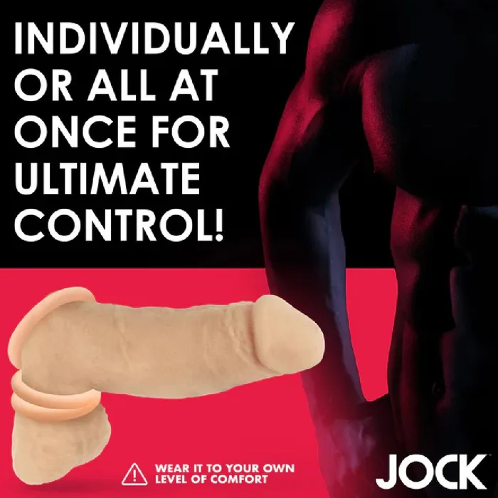 Curve Toys Male Sex Toys Jock Discreet Stretchy Silicone Cock Ring Set of 3 Vanilla