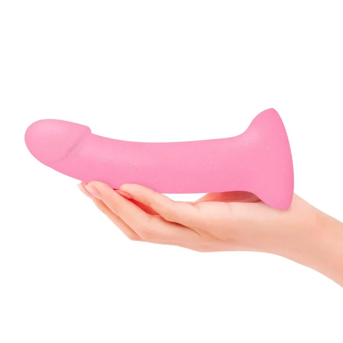 Dildos Glitzy Pink Sparkle 7 inch Silicone Dildo Lovely Planet