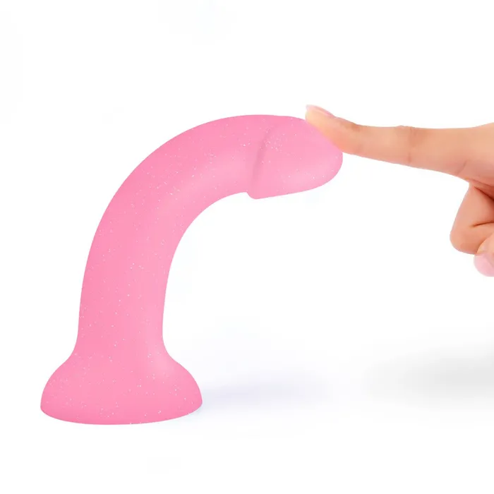 Dildos Glitzy Pink Sparkle 7 inch Silicone Dildo Lovely Planet