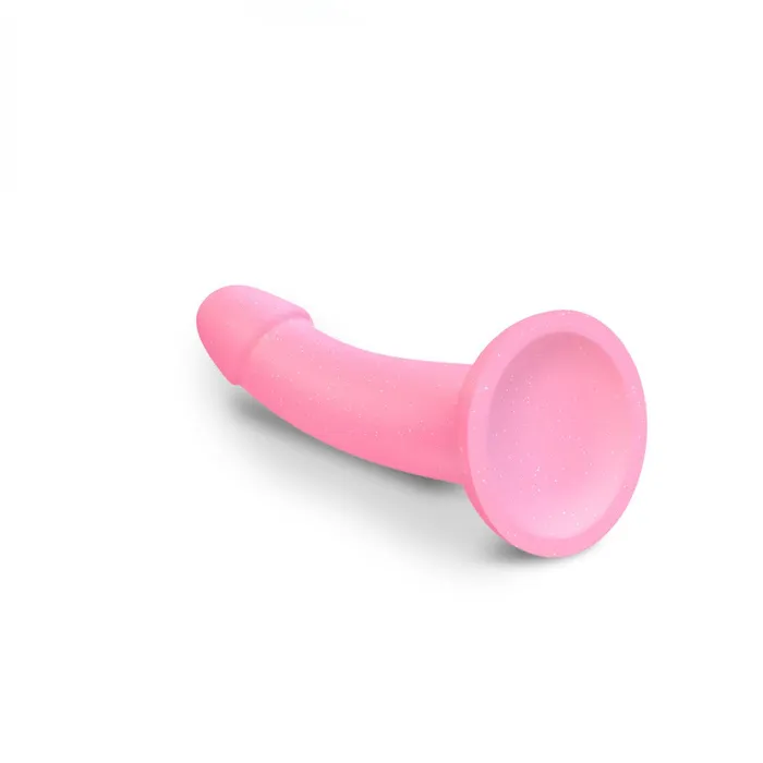 Dildos Glitzy Pink Sparkle 7 inch Silicone Dildo Lovely Planet