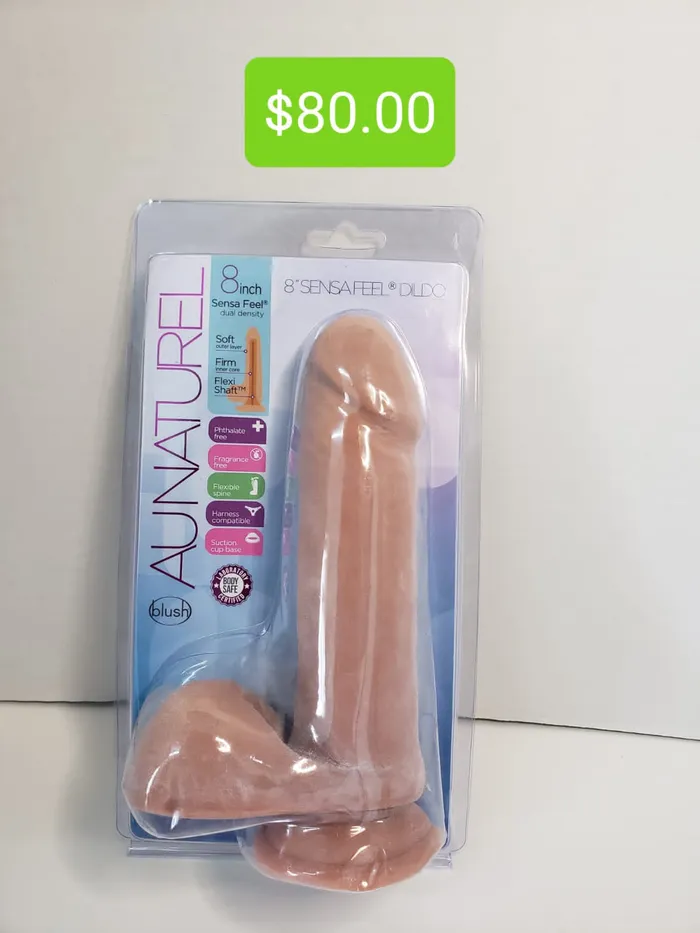 Dildos Pleasher Spot Au Naturel 8 Inch Sensa Feel Dildo w Balls