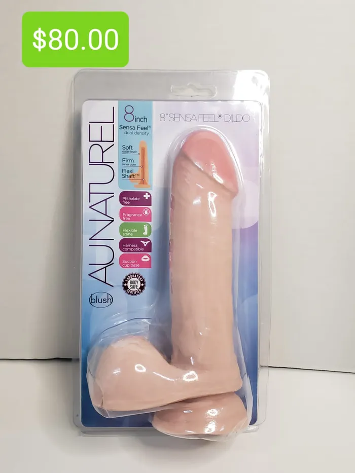 Dildos Pleasher Spot Au Naturel 8 Inch Sensa Feel Dildo w Balls