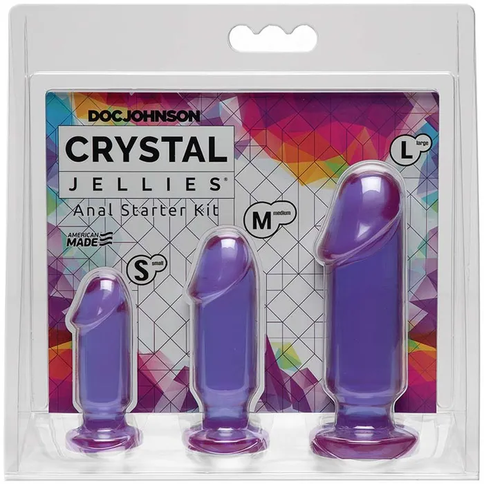 Doc Johnson Anal Crystal Jellies Anal Sex Trainer Anal Starter Kit 3Piece Set by Doc Johnson Harness Compatible