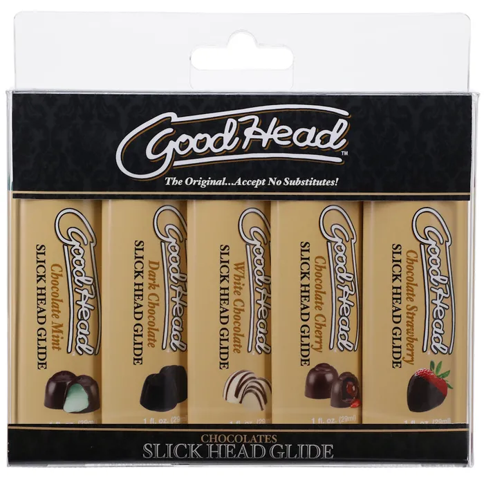 Doc Johnson GoodHead Slick Head Assorted Chocolate Flavored Glide 5 pk Male Sex Toys Doc Johnson GoodHead Slick Head Assorted Chocolate Flavored Glide 5 pk Male Sex Toys
