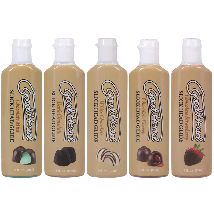 Doc Johnson GoodHead Slick Head Assorted Chocolate Flavored Glide 5 pk Male Sex Toys