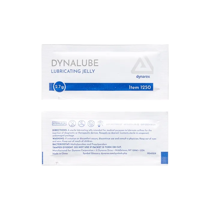 Dynarex Vibrators Sterile Lubricating Jelly 27g foil packets Case of 144 foil packs