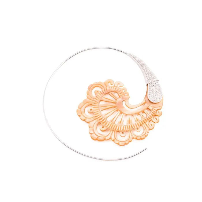 Elementals Organics Anal 16g Mother of Pearl Buta Silver Plated Brass Earrings Price Per 2