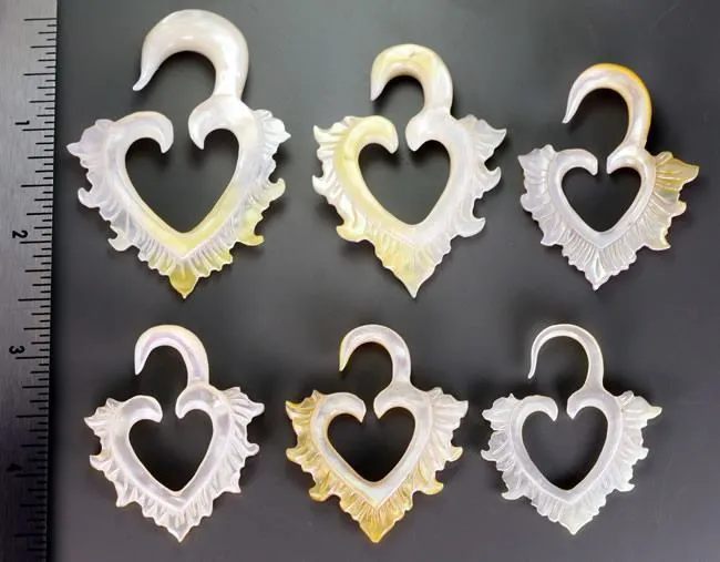Elementals Organics Anal Mother of Pearl HEART Hanger Organic Jewelry 2mm 8mm Price Per 1