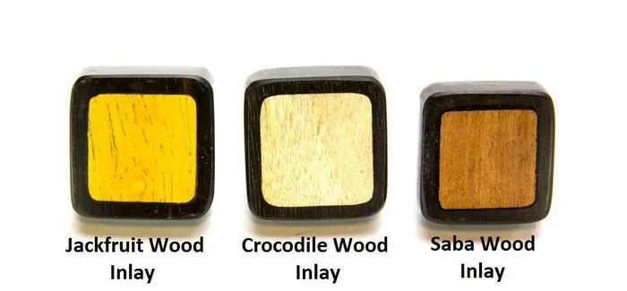 Elementals Organics Male Sex Toys Square Earrings with CROCODILE Wood Inlay Price Per 2