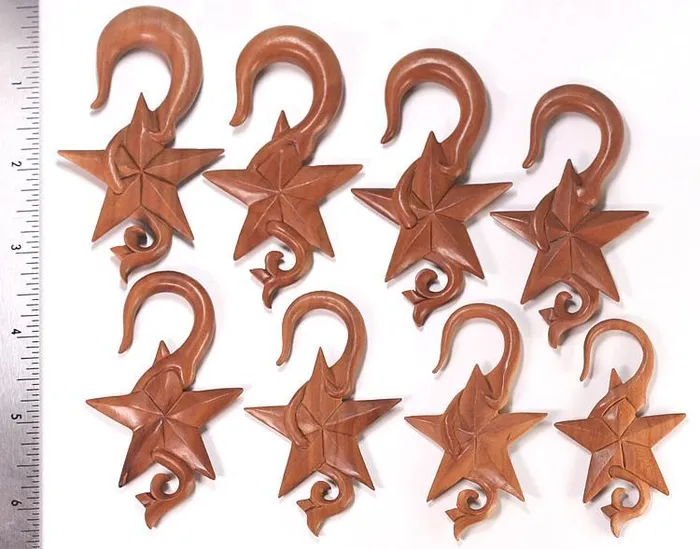 Elementals Organics Vibrators NAUTICAL STAR with Vines Red Saba Wood Hanger 3mm12mm Price Per 1