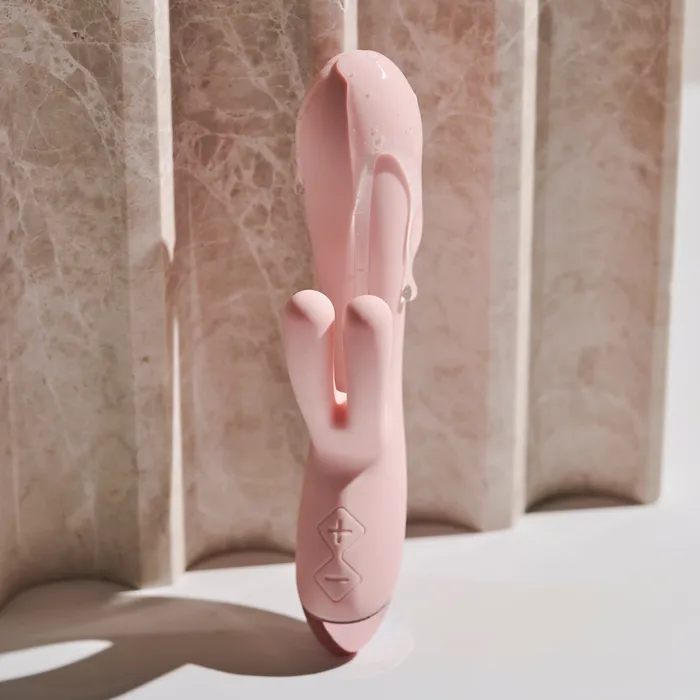 Elora Dual Motor Rabbit Vibrator with Double Teasers Pale Pink Blush Female Sex Toys