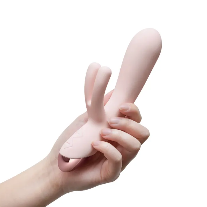 Elora Dual Motor Rabbit Vibrator with Double Teasers Pale Pink Blush Female Sex Toys
