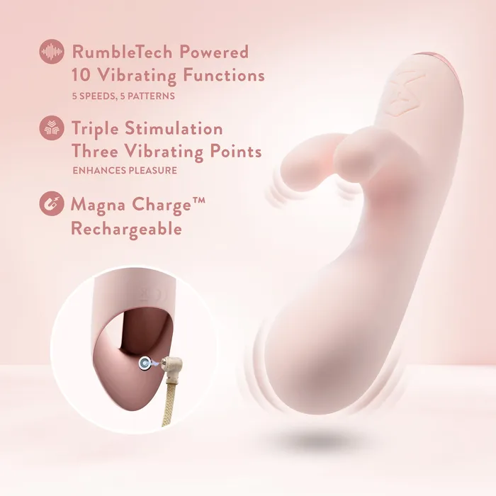Elora Dual Motor Rabbit Vibrator with Double Teasers Pale Pink Blush Female Sex Toys