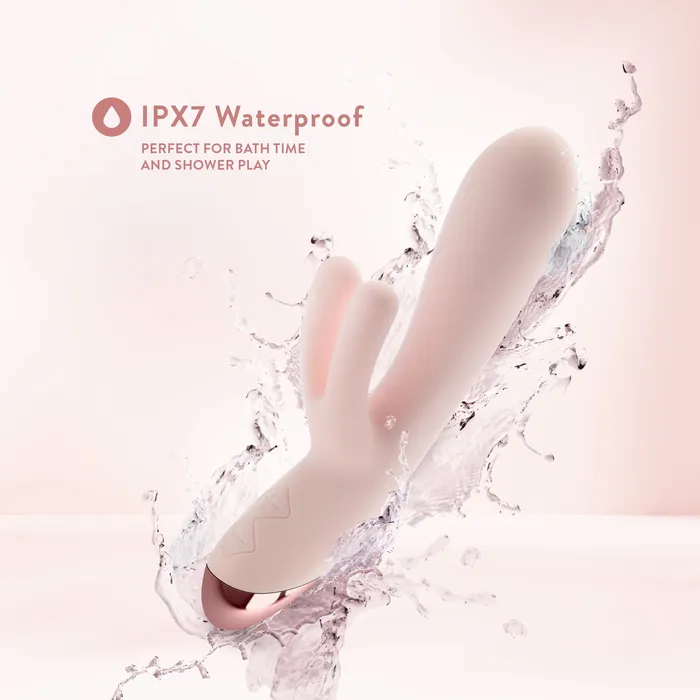 Elora Dual Motor Rabbit Vibrator with Double Teasers Pale Pink Blush Female Sex Toys