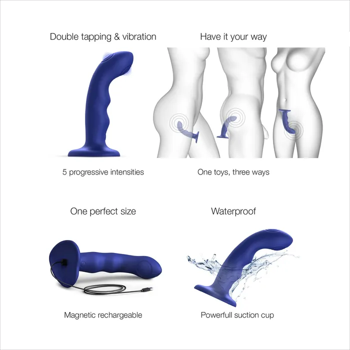 Female Sex Toys Lovely Planet Strap on Me GSpot Tapping Silicone Dildo Blue