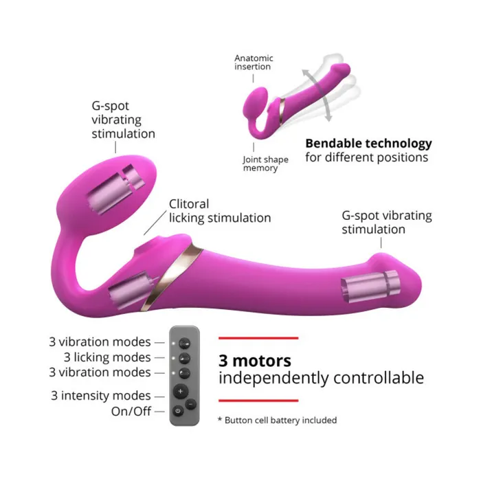 Female Sex Toys Lovely Planet StraponMe Multi Orgasm Bendable Strapon with Clitoral Tongue Large