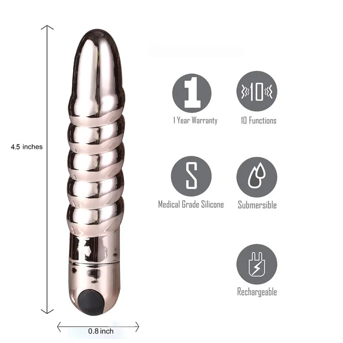 Female Sex Toys MAIA TOYS LOLA USB Rechargeable 10Function Vibrating Twisty Bullet Rose Gold Maia Toys