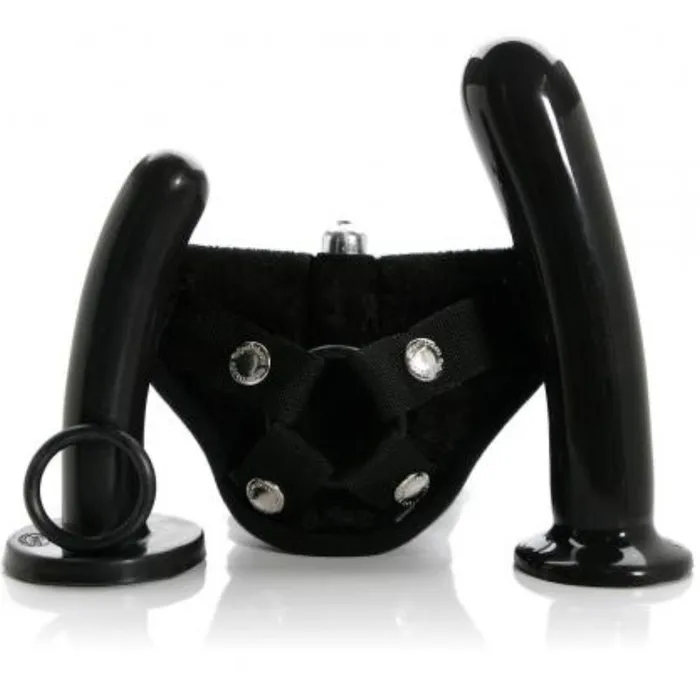 Female Sex Toys Tantus Bend Over Beginner 2 Dildos Vibrating Strapon Harness Black