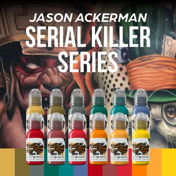 Female Sex Toys World Famous 12 Color Jason Ackerman Serial Killer Set World Famous Tattoo Ink 1oz