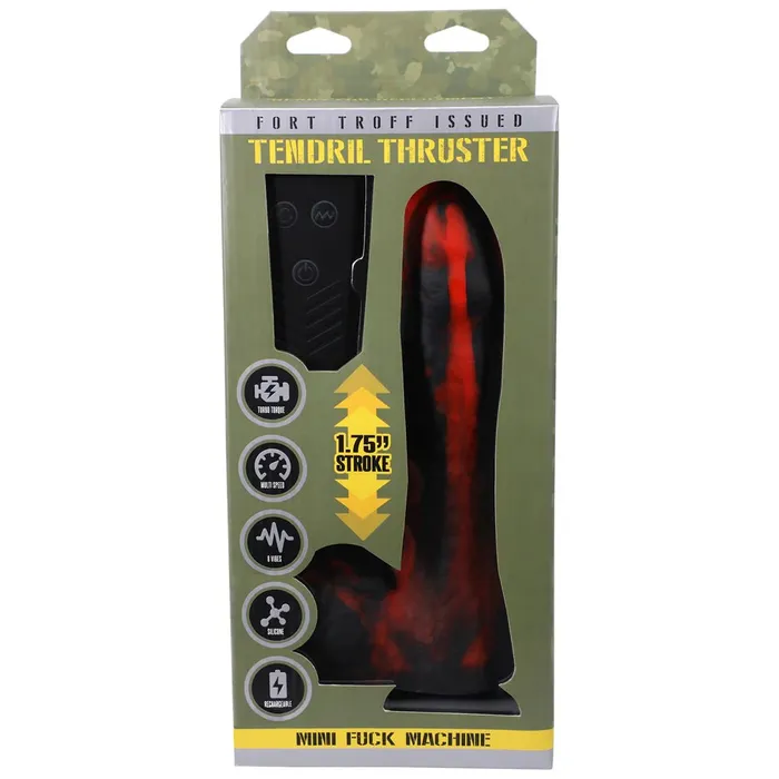 Fort Troff Tendril Thruster Mini Fuck Machine Rechargeable RemoteControlled Silicone 85 in Thrusting Dildo RedBlack Doc Johnson Enterprises Female Sex Toys