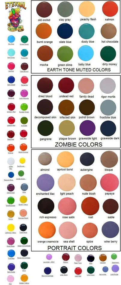Full 50 Color Set 12oz Bottles Eternal Tattoo Ink Eternal Anal