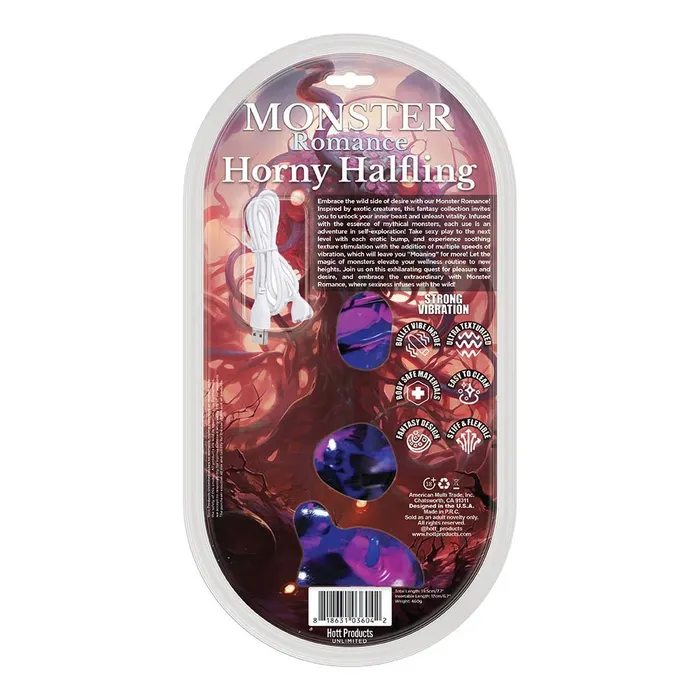 Hott Products Unlimited Female Sex Toys Monster Romance Horny Halfling with Vibrating Bullet Silicone Dildo 7 inch