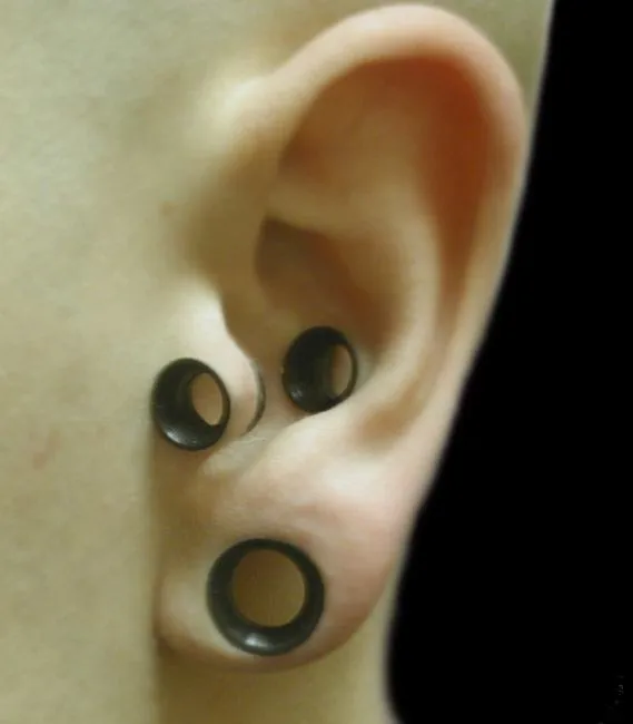 Kaos Anal Black Silicone Skin Eyelet by Kaos Softwear 10g up to 3 Price Per Pair