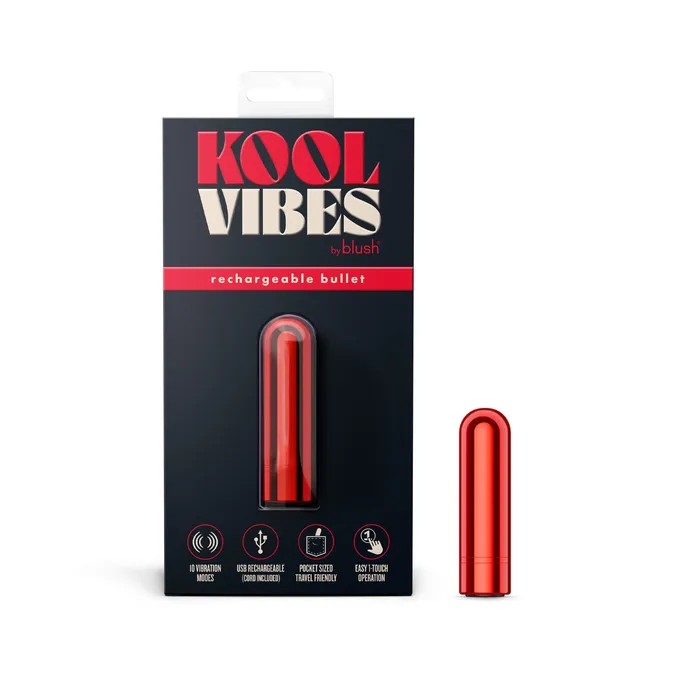 Kool Vibes Rechargeable Mini Bullet Red Blush Vibrators