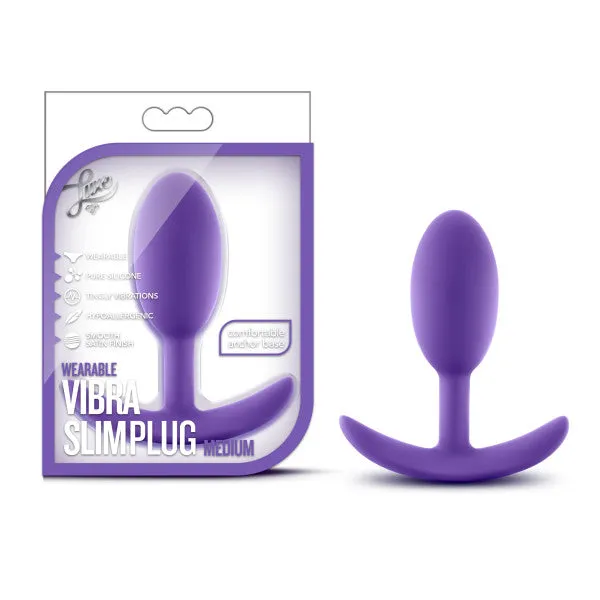 Luxe Medium Wearable Silicone Vibra Slim Plug Purple Blush Anal