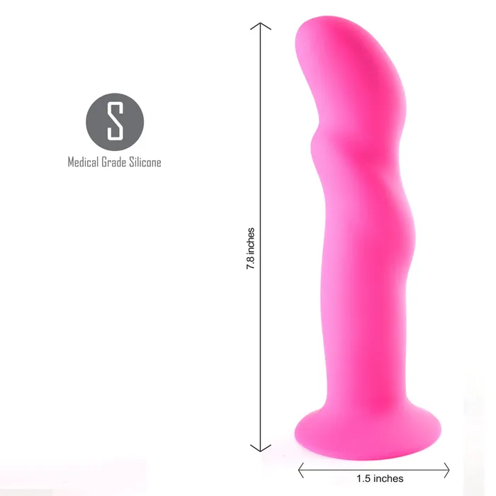 Maia Toys Dildos RILEY Silicone Swirled Dong NEON PINK Harness Compatible