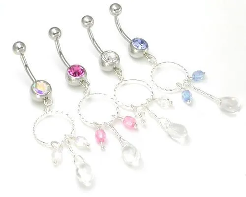 Male Sex Toys Painful Pleasures 14g 716 Fashion Tear Drop Dangle Belly Button Ring