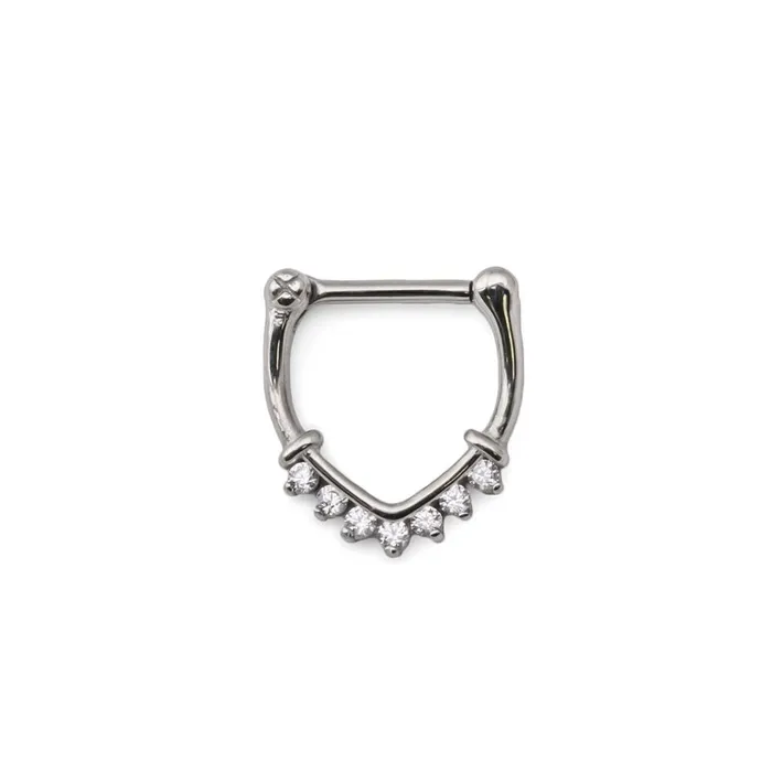 Male Sex Toys Painful Pleasures 16g Steel Septum Clicker VShaped Ring with Crystals Price Per 1 Male Sex Toys Painful Pleasures 16g Steel Septum Clicker VShaped Ring with Crystals Price Per 1