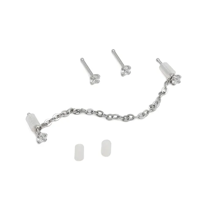 Male Sex Toys Painful Pleasures 20g 14 Crystal Nose Bone Jewelry Set One Pair with Chain Plus Two Studs Male Sex Toys Painful Pleasures 20g 14 Crystal Nose Bone Jewelry Set One Pair with Chain Plus Two Studs