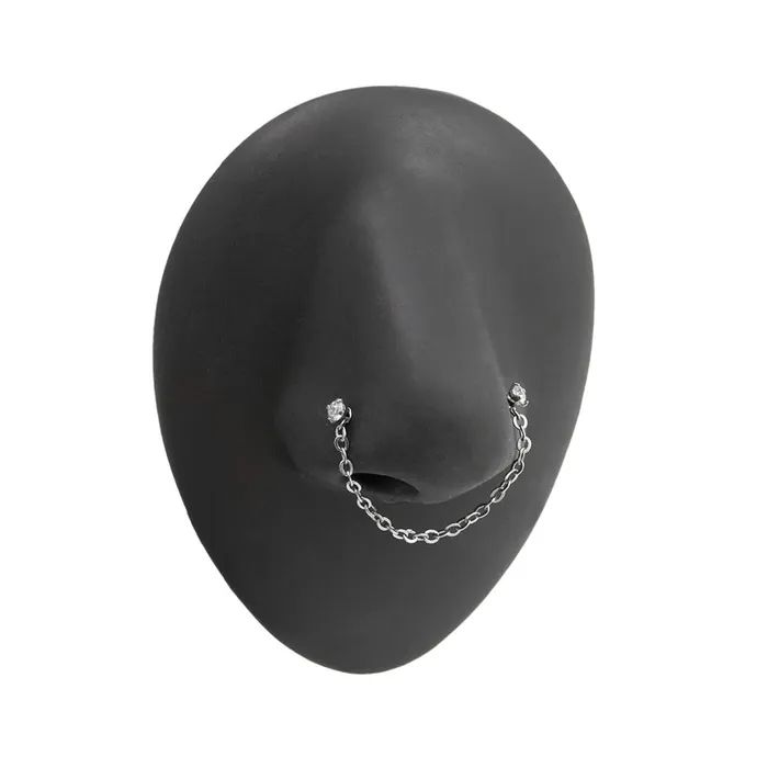 Male Sex Toys Painful Pleasures 20g 14 Crystal Nose Bone Jewelry Set One Pair with Chain Plus Two Studs
