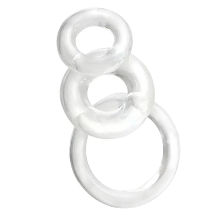 Male Sex Toys Screaming O Ringo 3 piece Cock Ring Set Clear