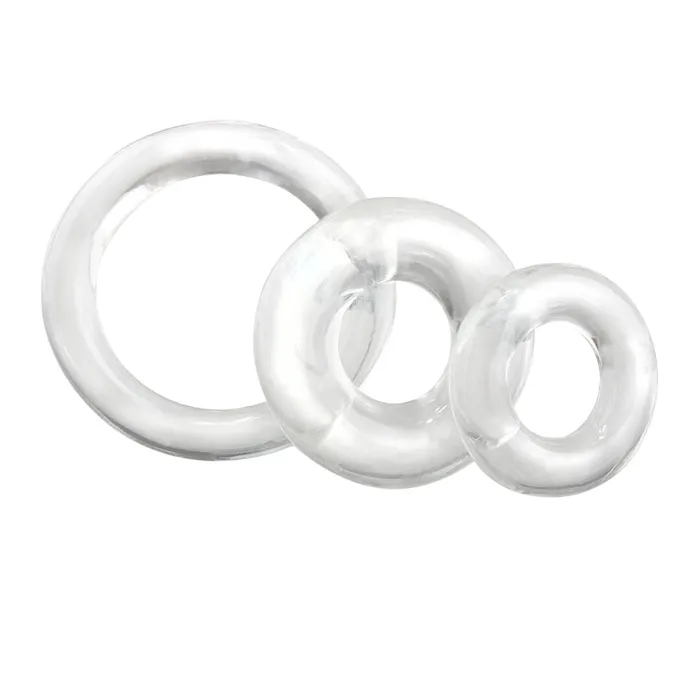 Male Sex Toys Screaming O Ringo 3 piece Cock Ring Set Clear