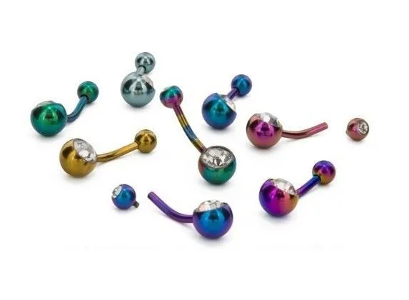 Male Sex Toys Tilum Tilum 14g 716 Internal Double Jeweled Titanium Belly Button Ring
