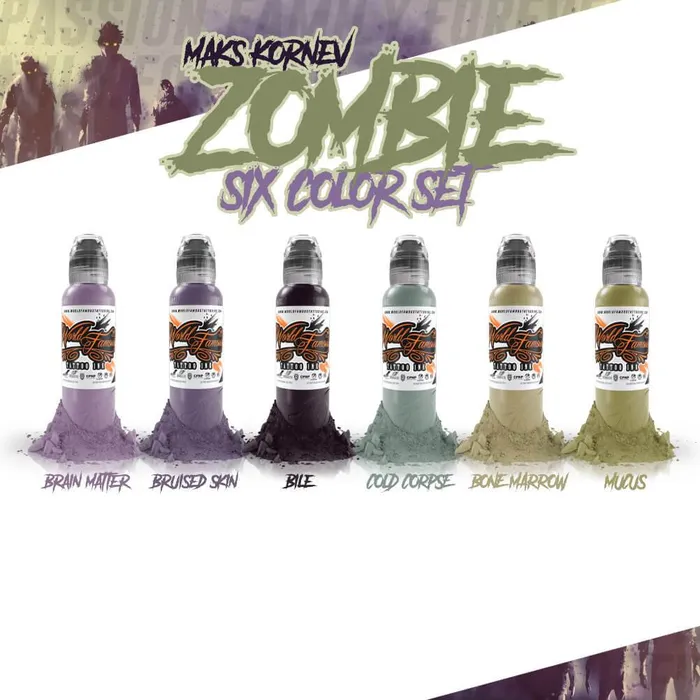 Male Sex Toys World Famous 6 Bottle Maks Zombie Set World Famous Tattoo Ink Pick Size